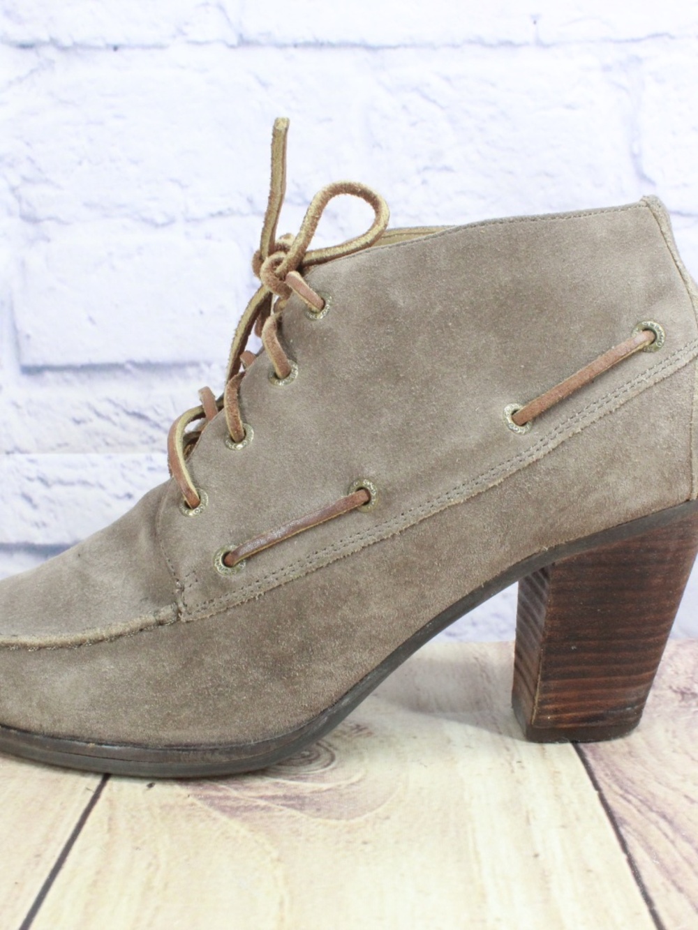 READ Sebago Ashton 360 Moc Dark Taupe Suede Ankle Lace Up Boots Size 9 M